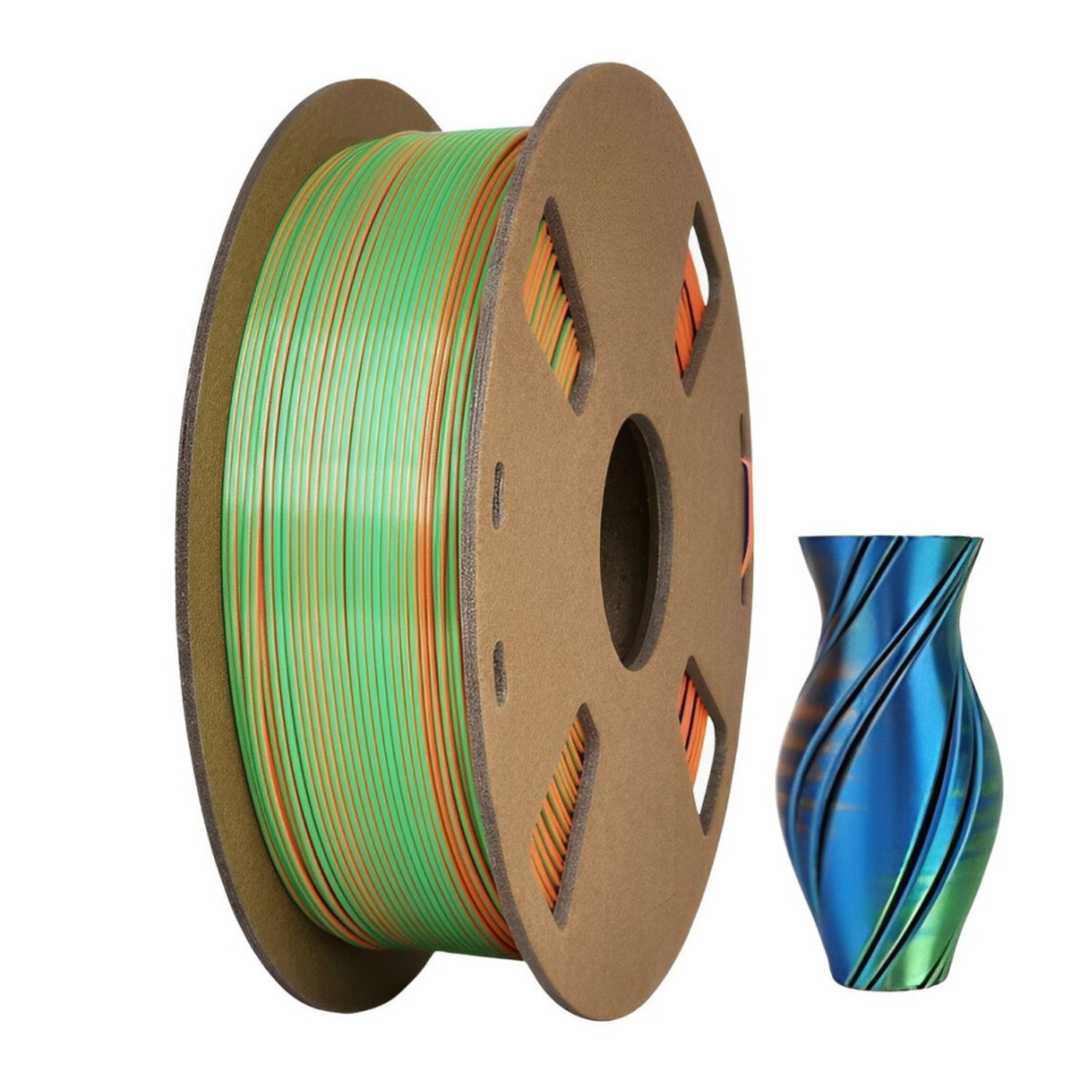 Silk Tri Orange, Blue, and Green 1.75mm 3D Printer Filament