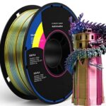 Silk Tri Red, Gold, and Purple 1.75mm PLA Filament - High-Quality Polychromatic Tri-Colour 3D Printing Material