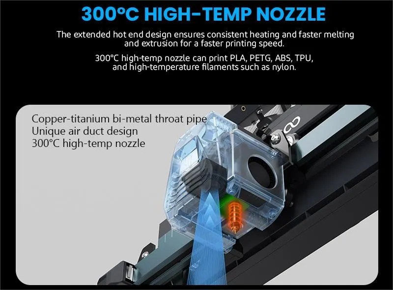 Elegoo Neptune 4 FDM 3D Printer 300 degree celcius high temperature nozzle