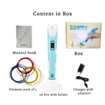 3D Pen for Printing | Includes Power Adapter | In Blue Color | Perfect for Kids Education & Art Projects - Image 2