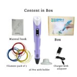 3D Pen for Printing | Includes Power Adapter | In Purple Color | Perfect for Kids Education & Art Projects - Image 2