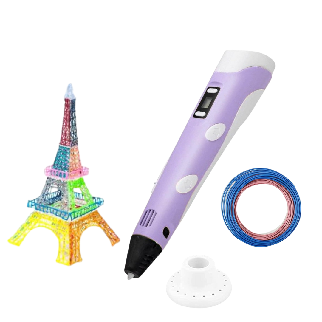 3D Pen Violet Main Image 3D Pen for Printing | Includes Power Adapter | In Purple Color | Perfect for Kids Education & Art Projects - Image 1