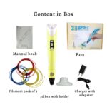 3D Pen for Printing | Includes Power Adapter | In Yellow Color | Perfect for Kids Education & Art Projects - Image 2