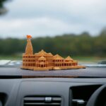 Ayodhya Shri Ram Mandir Resin 3D Model Carved Temple (4 Inches/102)mm Decorative Showpiece for Gift, Multi use CAR Deshboard Ideal for Home Decor, Temple and Best Gift (Natural)