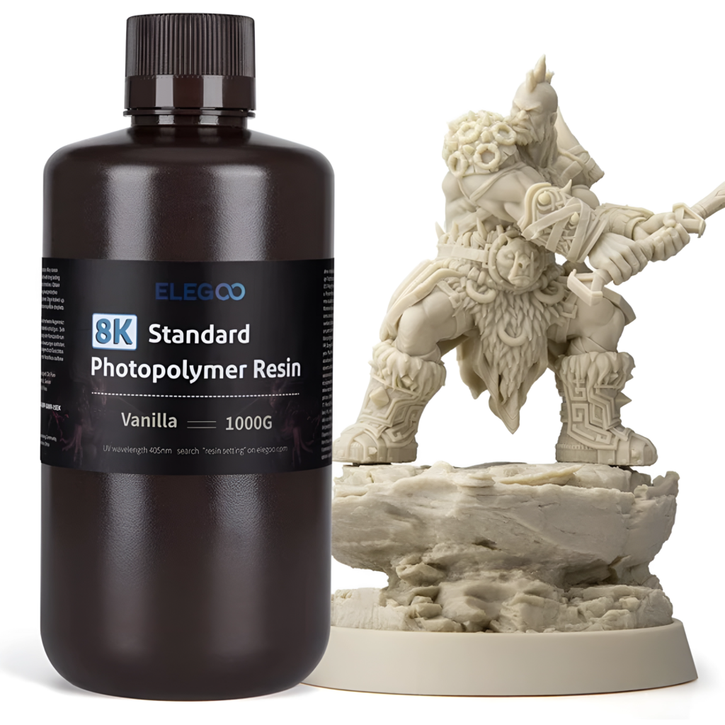 ELEGOO 8K Standard Photopolymer 3D Printer Resin Vanilla 405nm UV-Curing Resin Best for Saturn 2 8K LCD 3D Printer High Precision, Stunning Colors and Low Odor 1000G