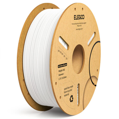 ELEGOO PLA+ Filament (White) – Premium 3D Printing Material for High-Quality Creations, Clog-Free, and Universally Compatible”| Strong, Smooth, Glossy, Reliable | 1KG Spool – 3D Printer Filament