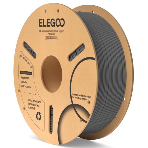 ELEGOO PLA+ Filament (Space Grey) – Premium 3D Printing Material for High-Quality Creations, Clog-Free, and Universally Compatible”| Strong, Smooth, Glossy, Reliable | 1KG Spool – 3D Printer Filament