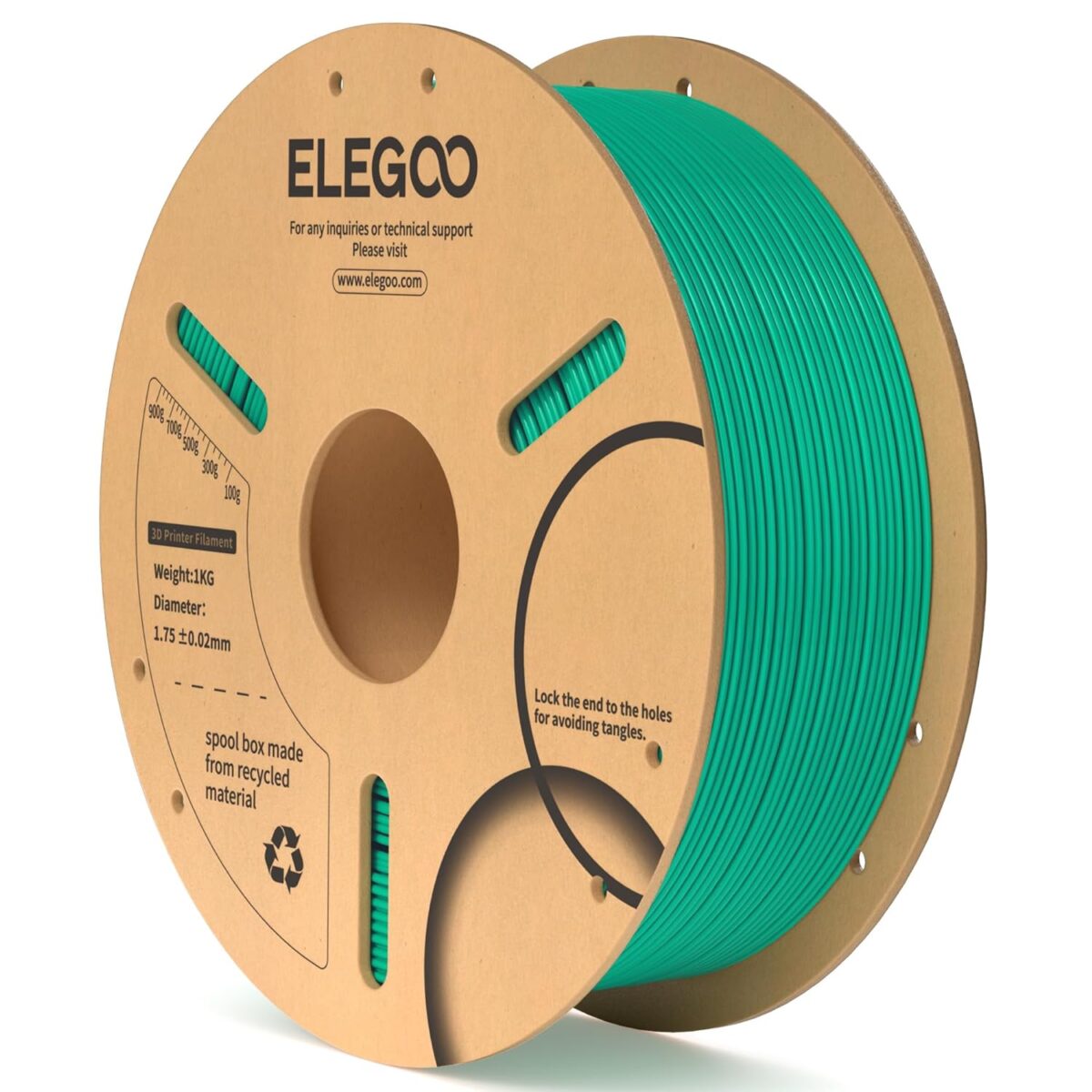 ELEGOO PLA+ Filament (Sea Green) – Premium 3D Printing Material for High-Quality Creations, Clog-Free, and Universally Compatible”| Strong, Smooth, Glossy, Reliable | 1KG Spool – 3D Printer Filament