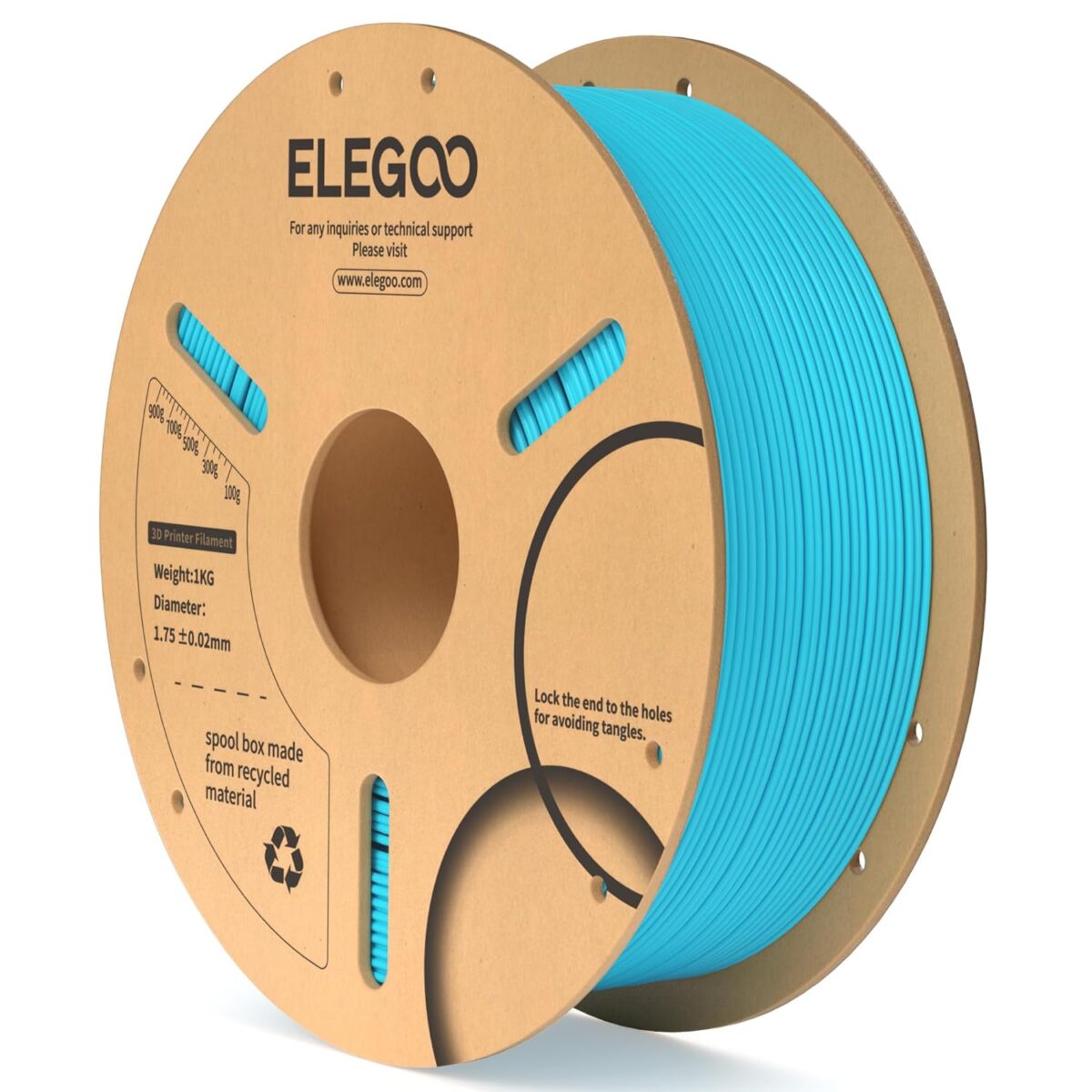 ELEGOO PLA+ Filament (Sky blue) – Premium 3D Printing Material for High-Quality Creations, Clog-Free, and Universally Compatible”| Strong, Smooth, Glossy, Reliable | 1KG Spool – 3D Printer Filament