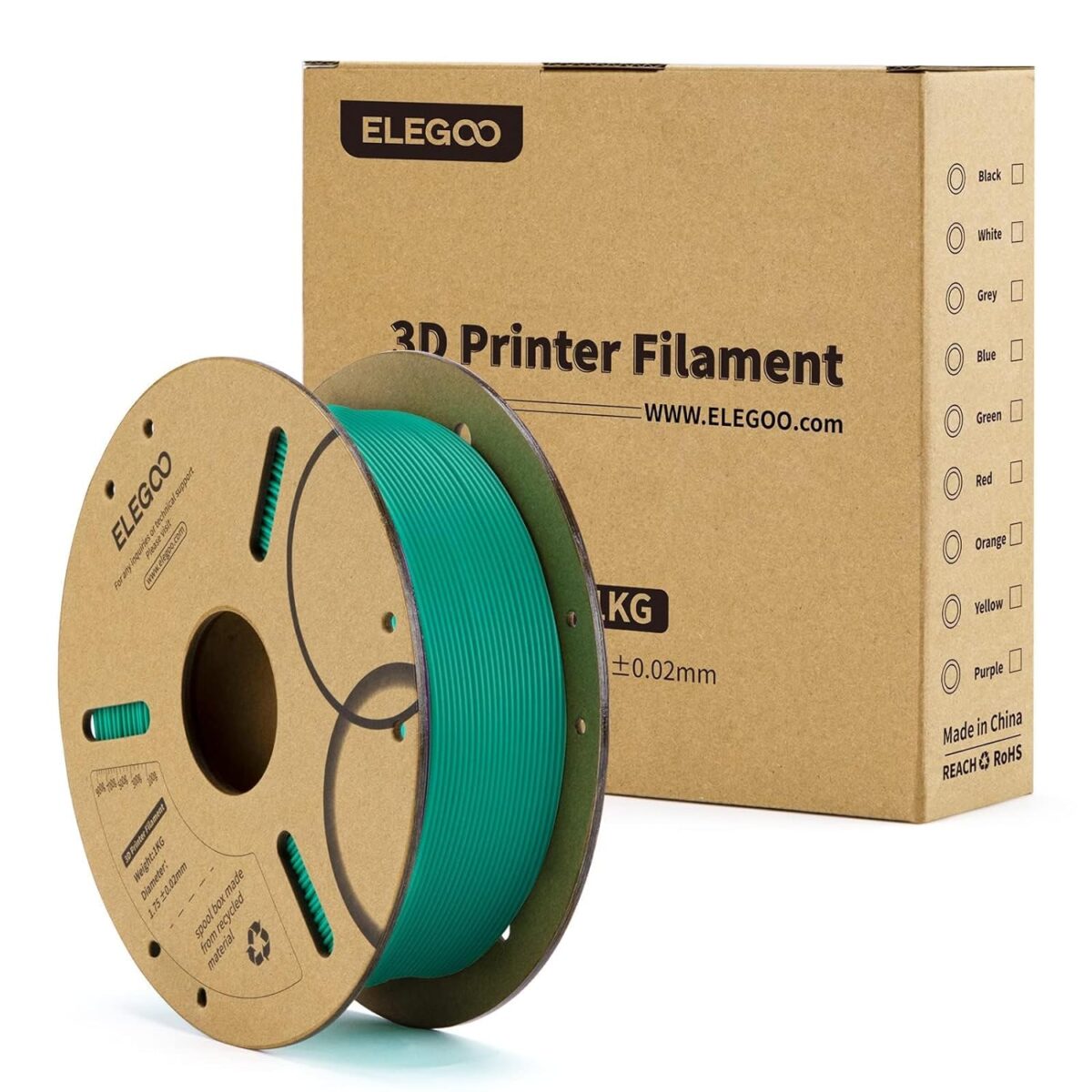 ELEGOO PLA+ Filament (Sea Green) – Premium 3D Printing Material for High-Quality Creations, Clog-Free, and Universally Compatible”| Strong, Smooth, Glossy, Reliable | 1KG Spool – 3D Printer Filament