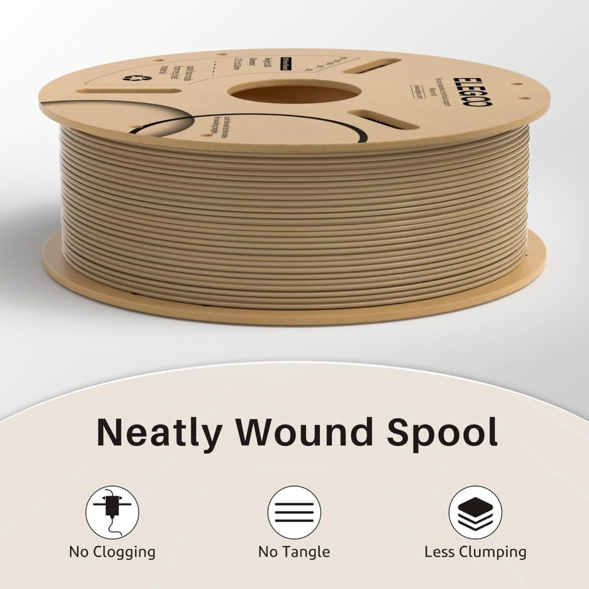 ELEGOO PLA+ Filament (Wood) – Premium 3D Printing Material for High-Quality Creations, Clog-Free, and Universally Compatible”| Strong, Smooth, Glossy, Reliable | 1KG Spool – 3D Printer Filament