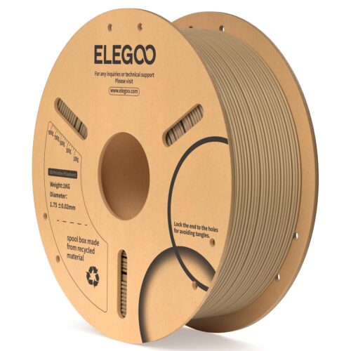 ELEGOO PLA+ Filament (Wood) – Premium 3D Printing Material for High-Quality Creations, Clog-Free, and Universally Compatible”| Strong, Smooth, Glossy, Reliable | 1KG Spool – 3D Printer Filament
