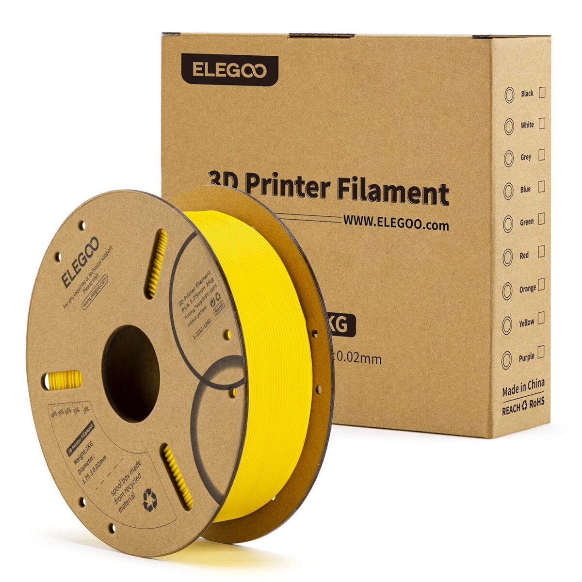 ELEGOO PLA+ Filament (Yellow) – Premium 3D Printing Material for High-Quality Creations, Clog-Free, and Universally Compatible”| Strong, Smooth, Glossy, Reliable | 1KG Spool – 3D Printer Filament