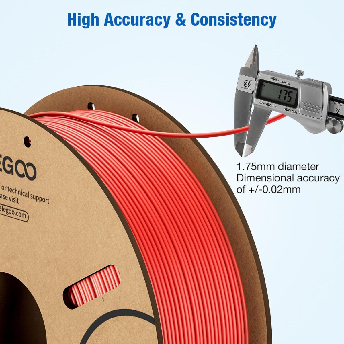 ELEGOO PLA+ Filament (Red) – Premium 3D Printing Material for High-Quality Creations, Clog-Free, and Universally Compatible”| Strong, Smooth, Glossy, Reliable | 1KG Spool – 3D Printer Filament