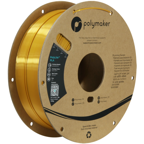 Polymaker PolyLite™ Silk PLA Filament (Gold) 1.75mm 1Kg - High-Quality, Eco-Friendly 3D Printer Filament