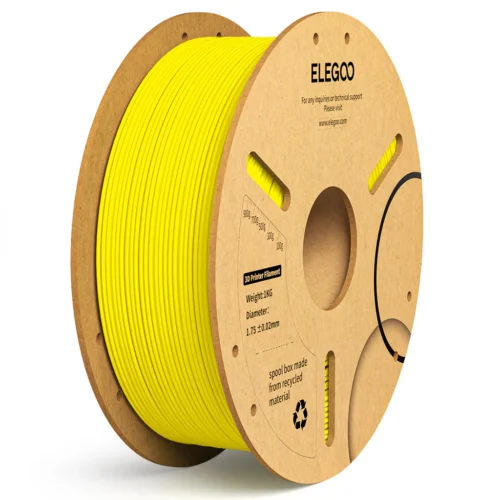 ELEGOO PLA+ Filament (Yellow) – Premium 3D Printing Material for High-Quality Creations, Clog-Free, and Universally Compatible”| Strong, Smooth, Glossy, Reliable | 1KG Spool – 3D Printer Filament