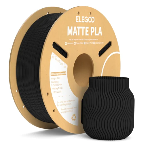 ELEGOO PLA Matte Filament 1.75mm - Versatile Printing Material, 1kg (Black)