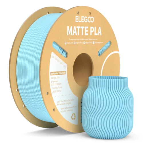ELEGOO PLA Matte Filament 1.75mm - Versatile Printing Material, 1kg (Ice blue)