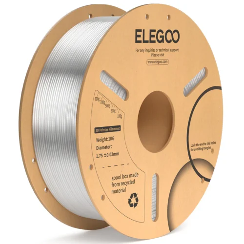 ELEGOO PLA+ Filament (Clear) – Premium 3D Printing Material for High-Quality Creations, Clog-Free, and Universally Compatible”| Strong, Smooth, Glossy, Reliable | 1KG Spool – 3D Printer Filament