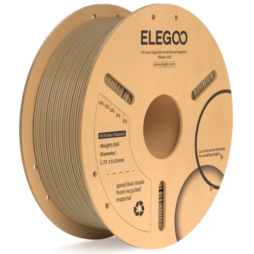 ELEGOO PLA+ Filament (Wood) – Premium 3D Printing Material for High-Quality Creations, Clog-Free, and Universally Compatible”| Strong, Smooth, Glossy, Reliable | 1KG Spool – 3D Printer Filament