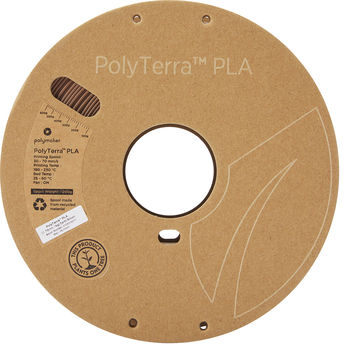 Polymaker PolyTerra™ PLA Filament (Earth Brown)- Eco-Friendly 3D Printing Material