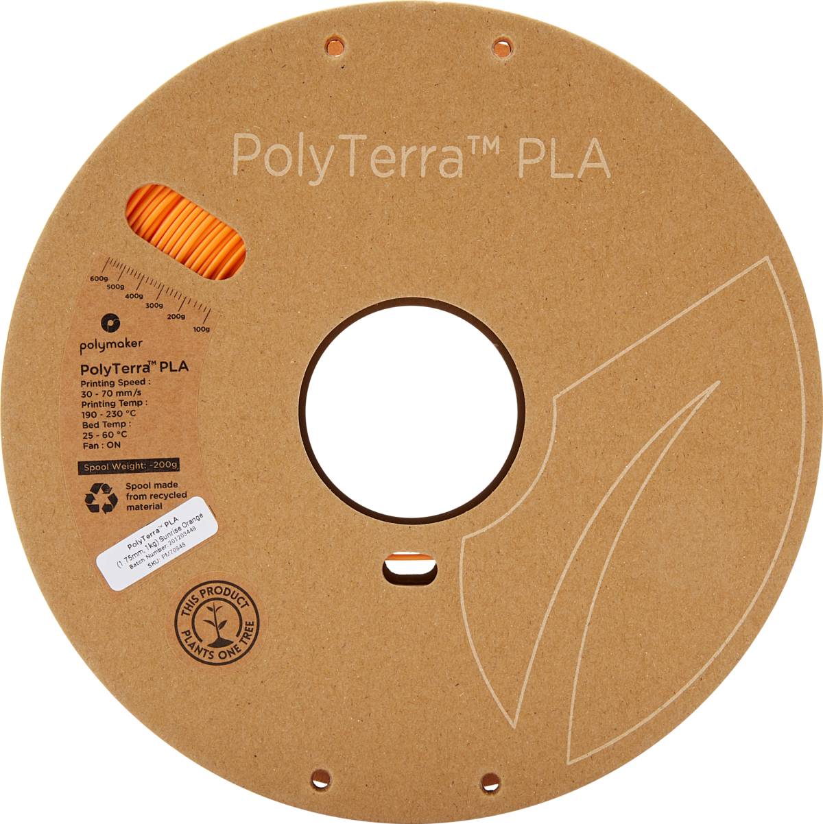 Polymaker PolyTerra™ PLA Filament (Sunrise Orange)- Eco-Friendly 3D Printing Material