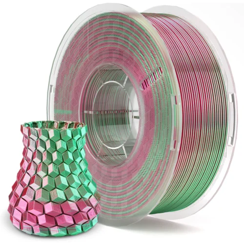 ELEGOO Silk PLA Filaments (Silk Green Red): High-Quality, Glossy 3D Printing Material with Precise Dimensional Accuracy and Low Shrinkage