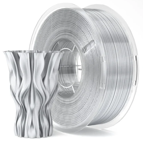 ELEGOO Silk PLA Filaments (Silk Silver): High-Quality, Glossy 3D Printing Material with Precise Dimensional Accuracy and Low Shrinkage