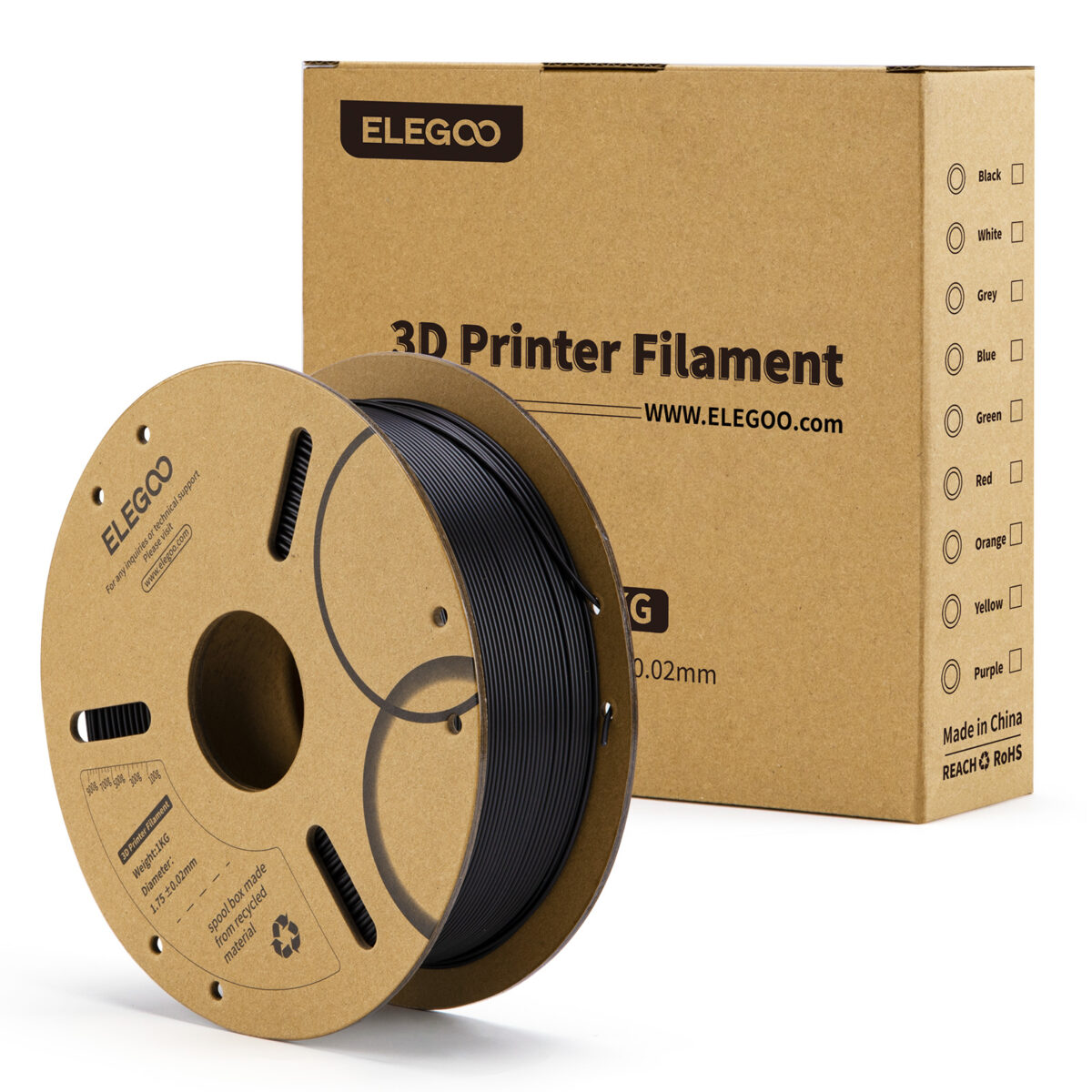 ELEGOO PLA+ Filament (Black) – Premium 3D Printing Material for High-Quality Creations, Clog-Free, and Universally Compatible”| Strong, Smooth, Glossy, Reliable | 1KG Spool – 3D Printer Filament