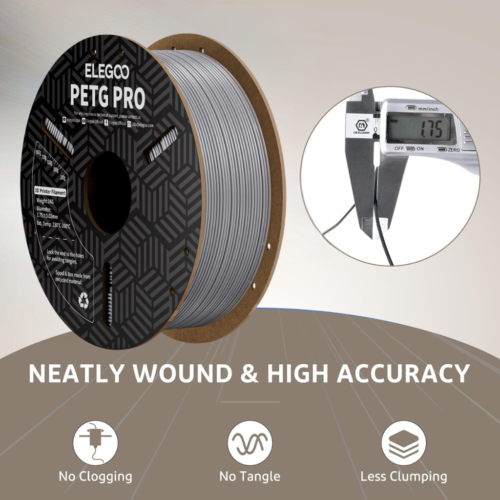 ELEGOO PETG PRO Filament (Grey): Precision and Strength for Affordable and Reliable 3D Printing in India