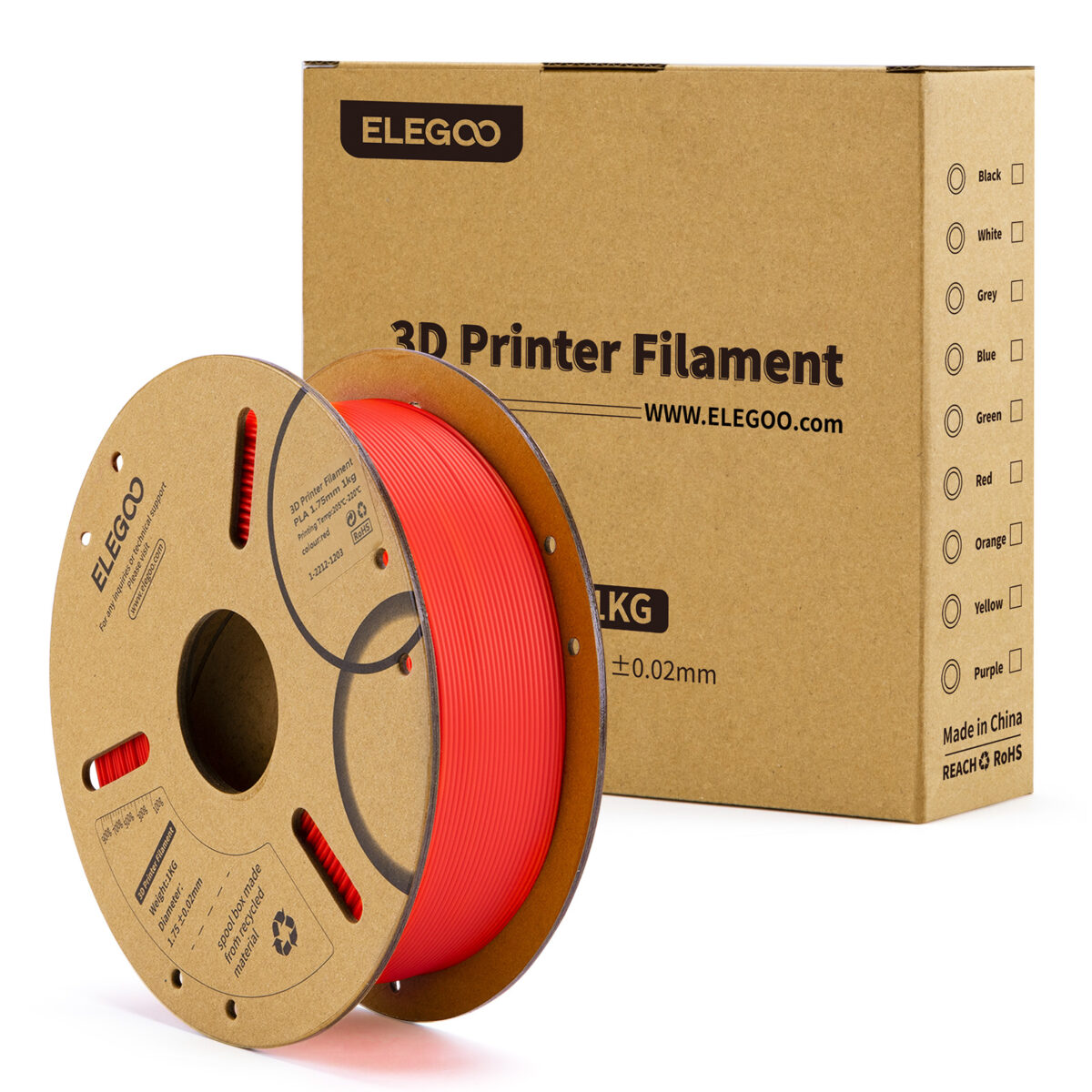 ELEGOO PLA+ Filament (Red) – Premium 3D Printing Material for High-Quality Creations, Clog-Free, and Universally Compatible”| Strong, Smooth, Glossy, Reliable | 1KG Spool – 3D Printer Filament