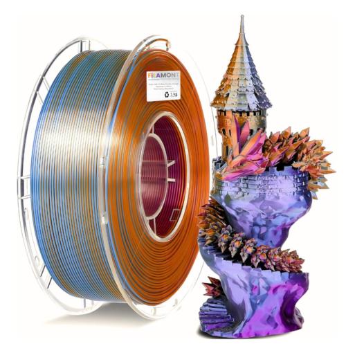 Filamont Silk Tri Color Blue, Purple, and Orange 3D Printer Filament