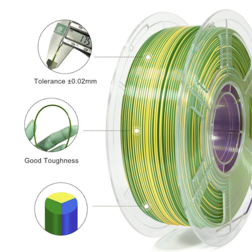 Filamont Silk Tri Color Emerald Green, Purple, Yellow 3D Printer Filament