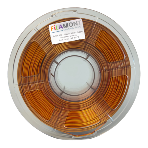 Filamont Silk Tri Color Gold, Silver, and Copper 3D Printer Filament