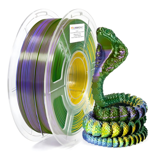 Filamont Silk Tri Color Emerald Green, Purple, Yellow 3D Printer Filament