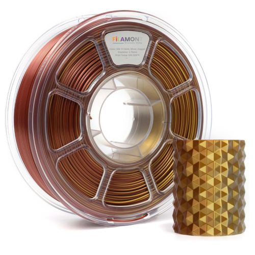 Filamont Silk Tri Color Gold, Silver, and Copper 3D Printer Filament