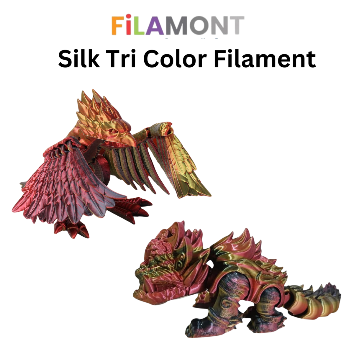 Filamont Silk Tri Color Red, Gold, and Black 3D Printer Filament