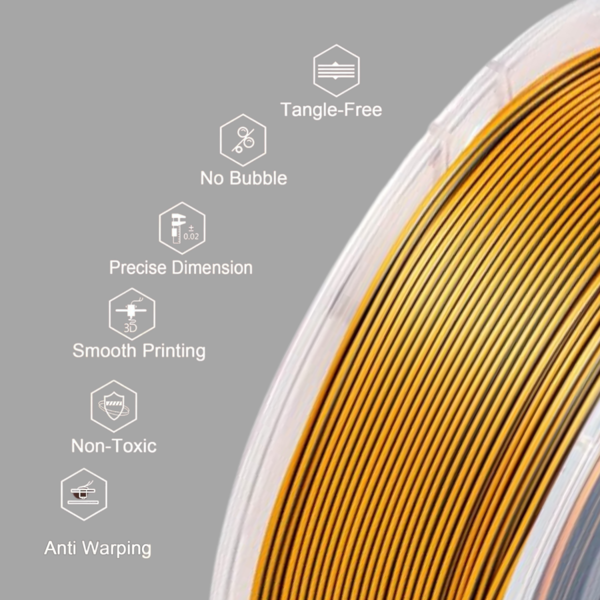 Filamont Silk Tri Color Red, Gold, and Black 3D Printer Filament