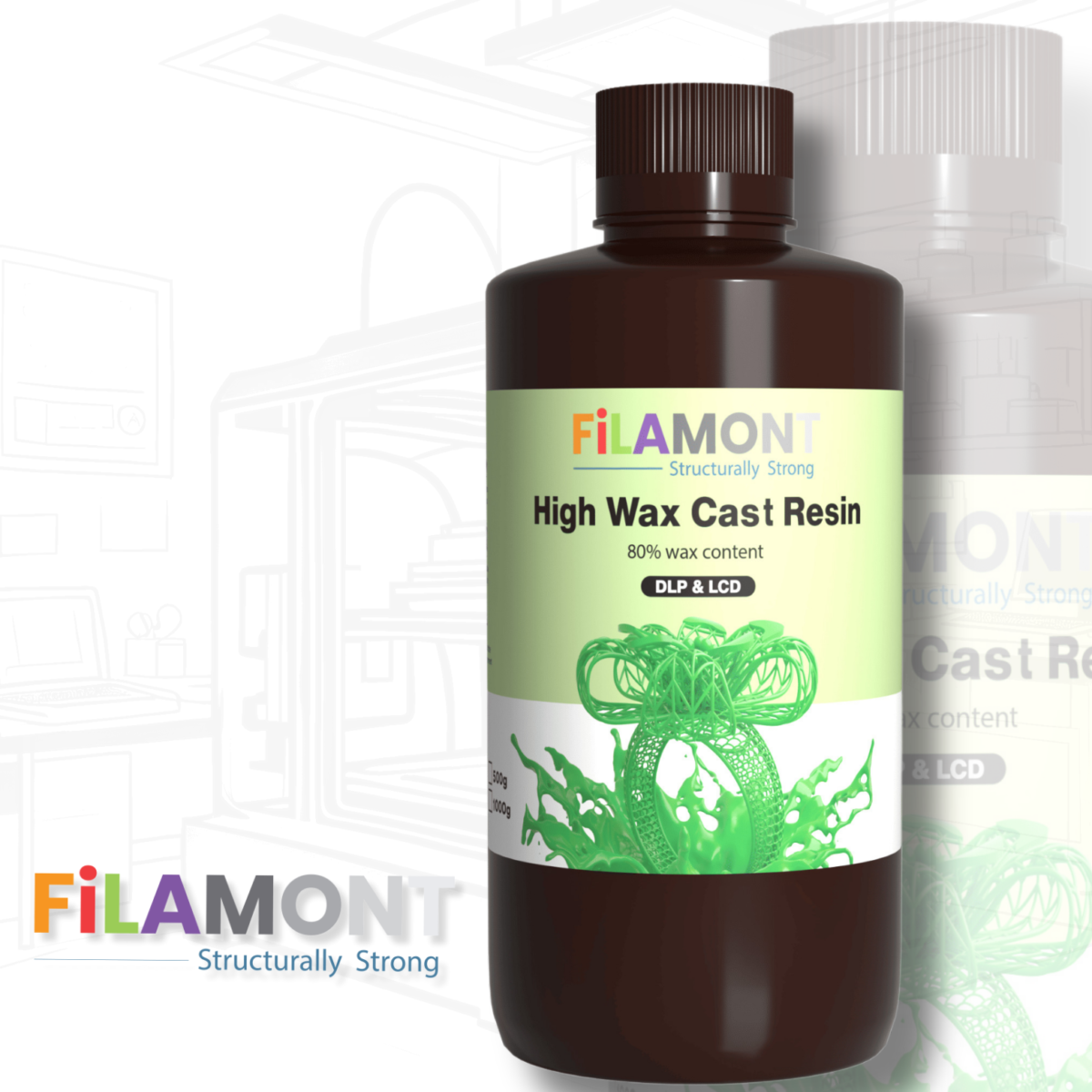 Filamont High Wax Cast Resin 80% (Dark Green)