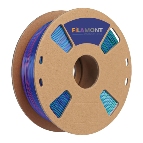 Filamont Silk Tri Color Red, Green, and Purple 3D Printer Filament