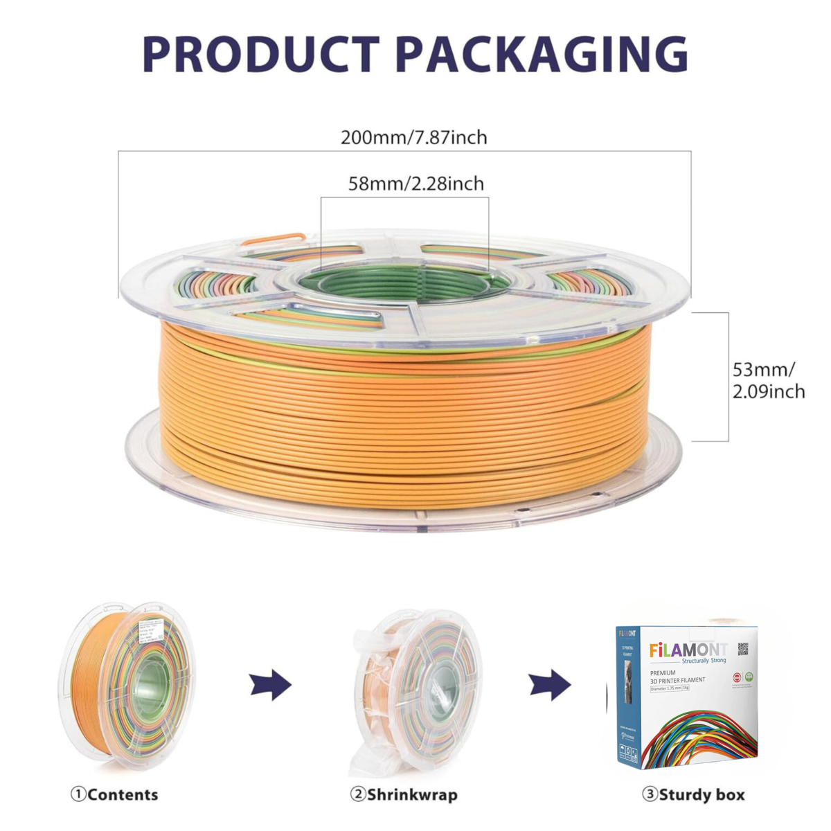 Filamont Silk Rainbow Macaron 3D Printer Filament