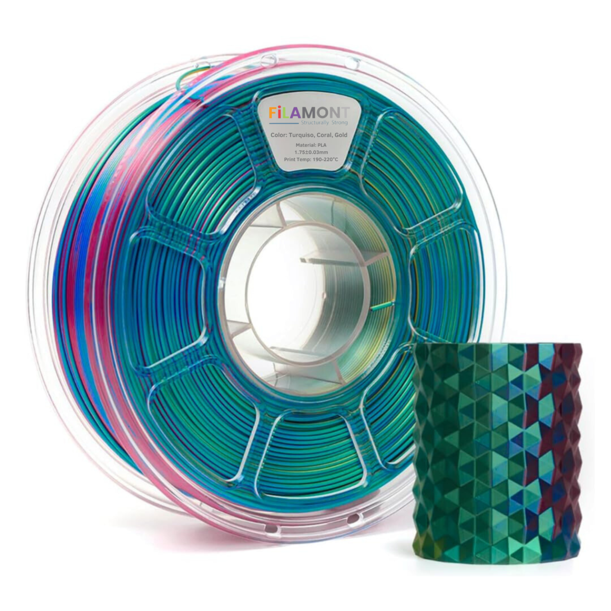 Filamont Silk Tri Color Turquosia, Gold, Coral 3D Printer Filament