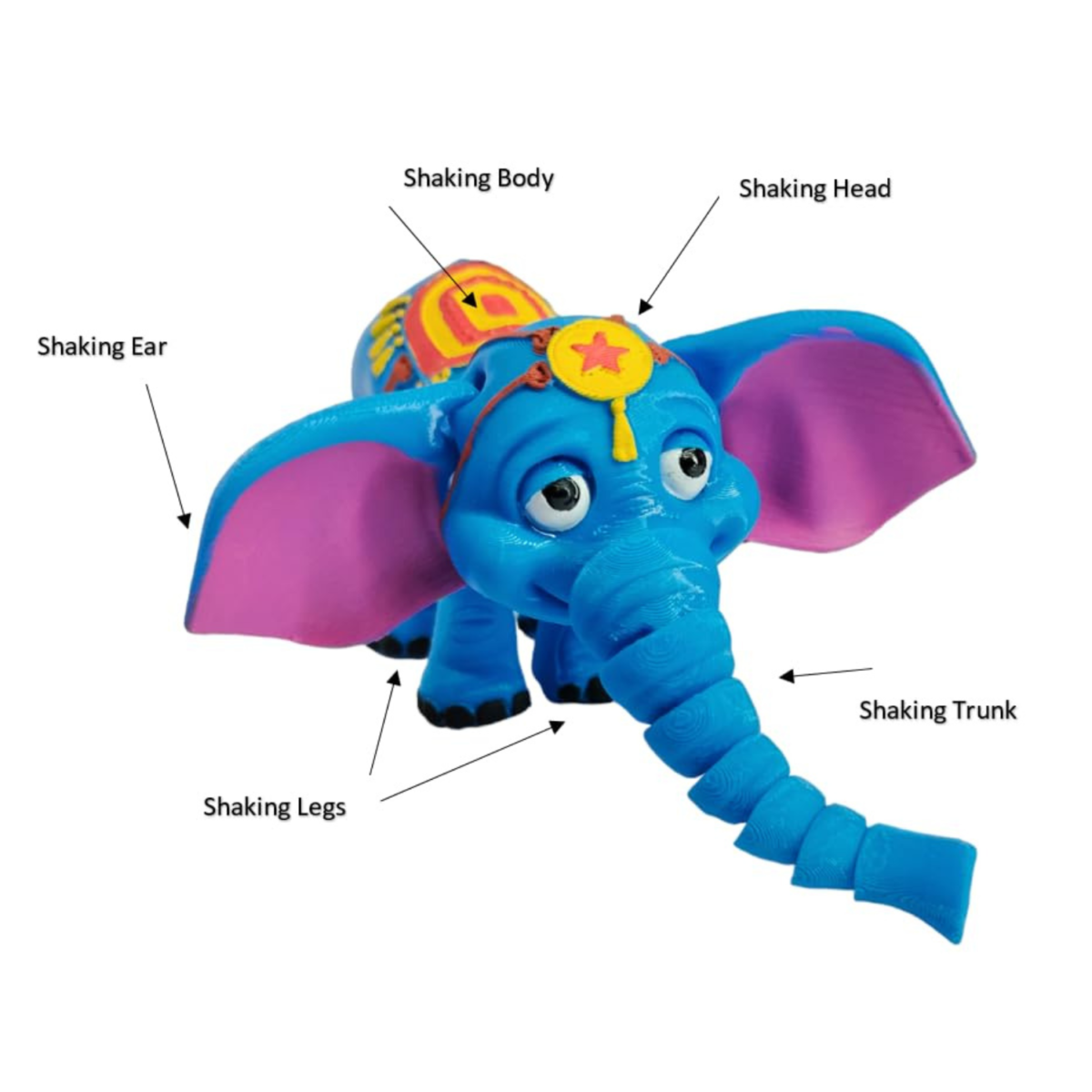 Protomont Flexi Elephant with Ball - 3D Printed Articulated Toy for Kids