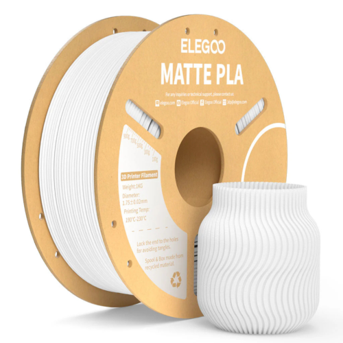 ELEGOO PLA Matte Filament (White) 1.75mm – Versatile Printing Material,1kg