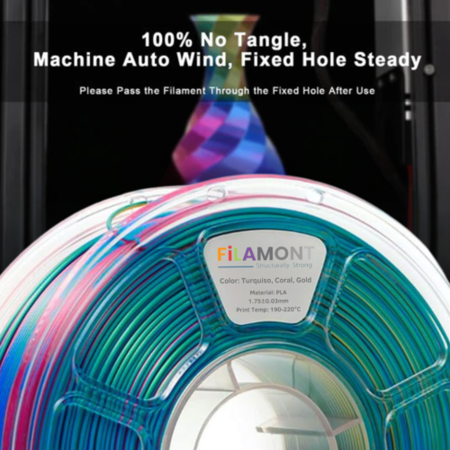 Filamont Silk Tri Color Turquosia, Gold, Coral 3D Printer Filament