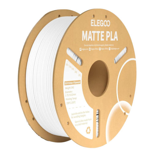 ELEGOO PLA Matte Filament (White) 1.75mm – Versatile Printing Material,1kg