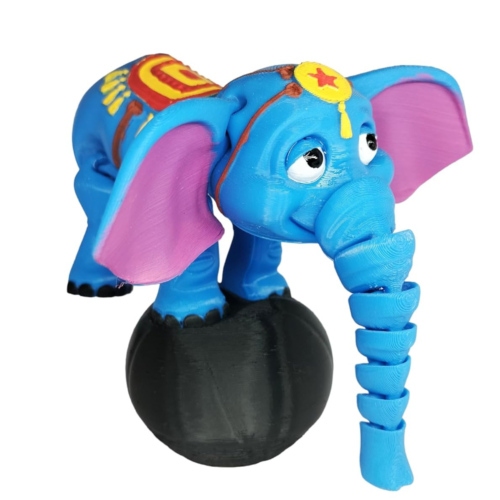 Protomont Flexi Elephant with Ball - 3D Printed Articulated Toy for Kids