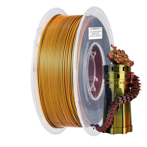 Filamont Silk Tri Color Red, Gold, and Black 3D Printer Filament