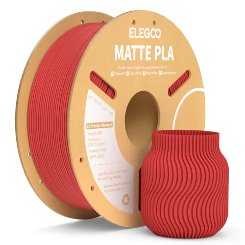 ELEGOO PLA Matte Filament (Ruby Red) 1.75mm – Versatile Printing Material,1kg