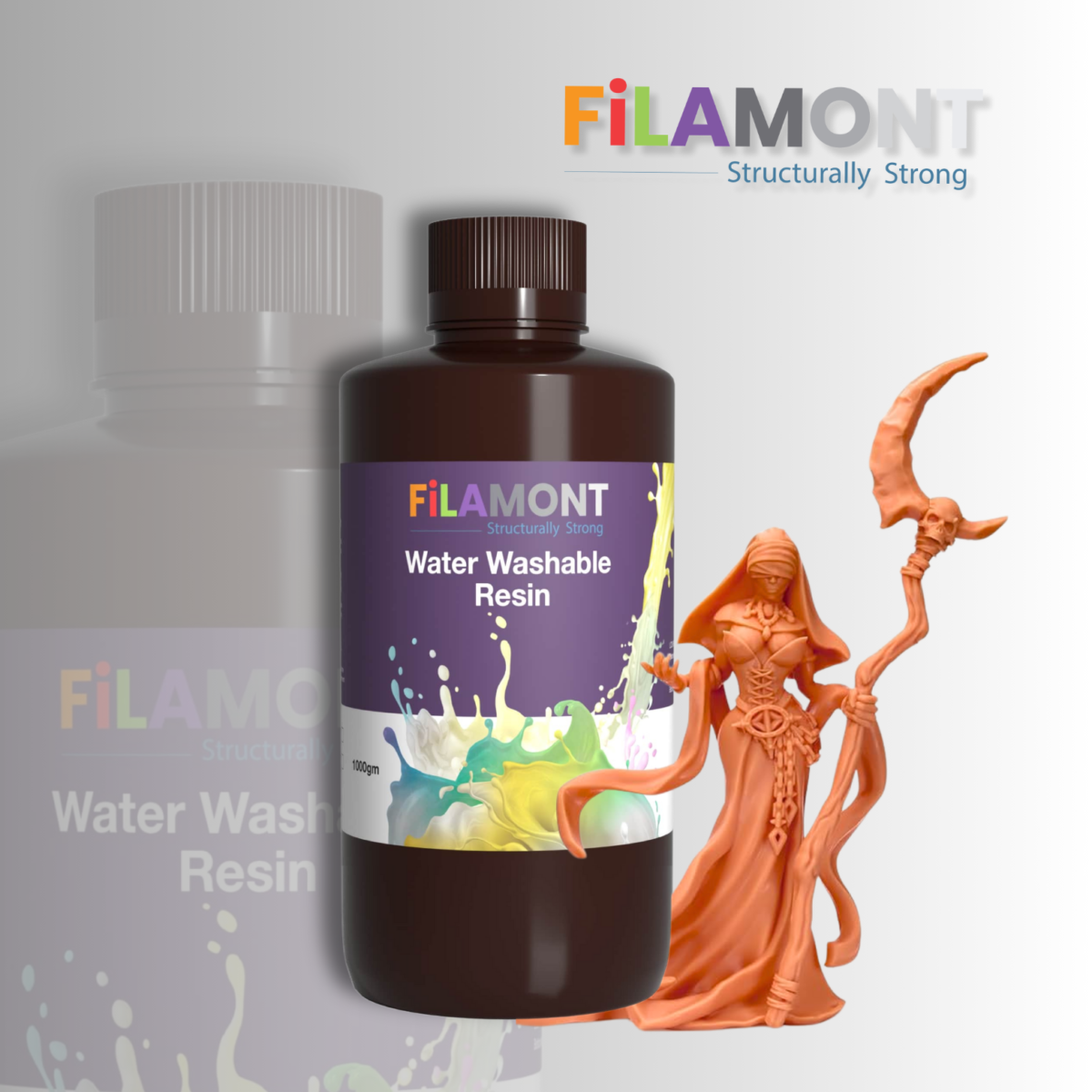 Filamont Water Washable 3D Printer Resin (Orange Red)